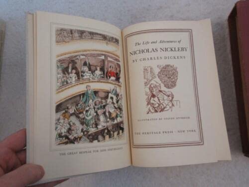 Rare Charles Dickens NICHOLAS NICKLEBY Heritage Press in Slipcase w/ Sandglass
