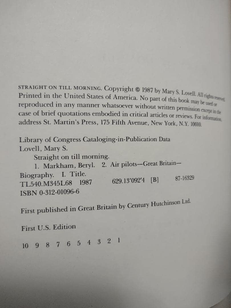 Straight on Till Morning: the Biography of Beryl Markham