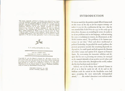 1961 ALBERT CAMUS ON RESISTANCE REBELLION DEATH SPAIN HUNGARY ALGERIA GUILLOTINE