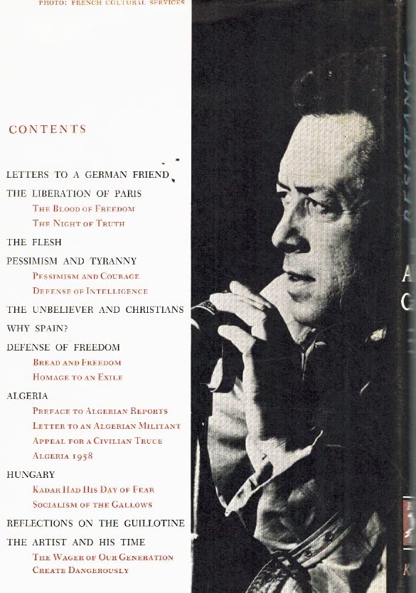 1961 ALBERT CAMUS ON RESISTANCE REBELLION DEATH SPAIN HUNGARY ALGERIA GUILLOTINE