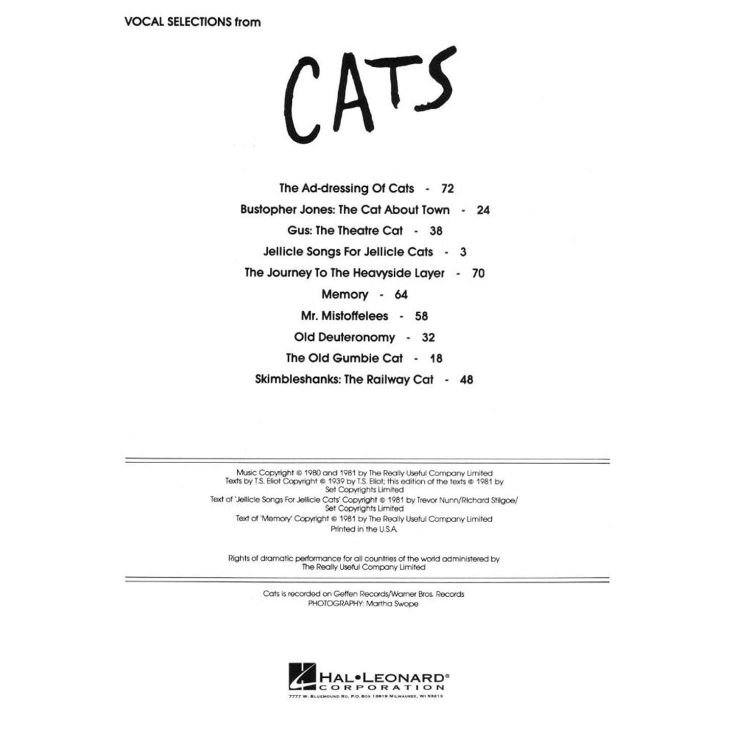 Cats: Vocal Selections