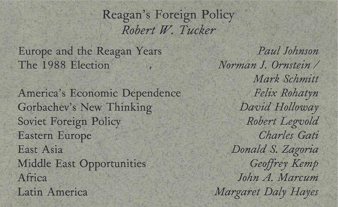 Foreign Affairs: America and the World 1988/89 Vol. 68 N° 1: Europe and the Reagan Years, America's Economic Dependence, Soviet Foreign Policy and other articles