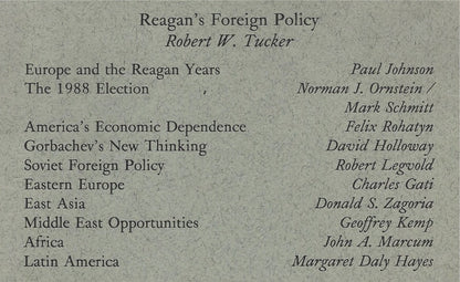 Foreign Affairs: America and the World 1988/89 Vol. 68 N° 1: Europe and the Reagan Years, America's Economic Dependence, Soviet Foreign Policy and other articles