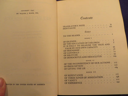 1943 SELECTED ESSAYS by MICHEL DE MONTAIGNE Hardcover by The Classics Club