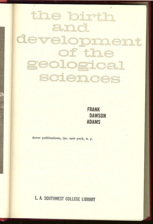 The Birth and Development of the Geological Sciences
