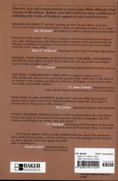 When Critics Ask: A Popular Handbook on Bible Difficulties