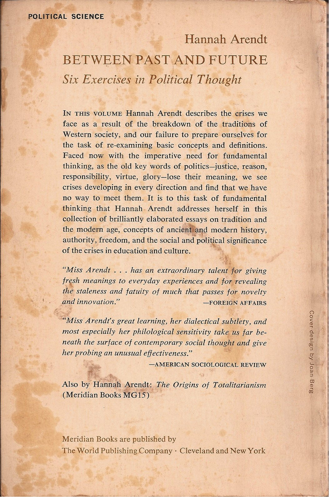 Between Past & Future: Six Exercises In Political Thought