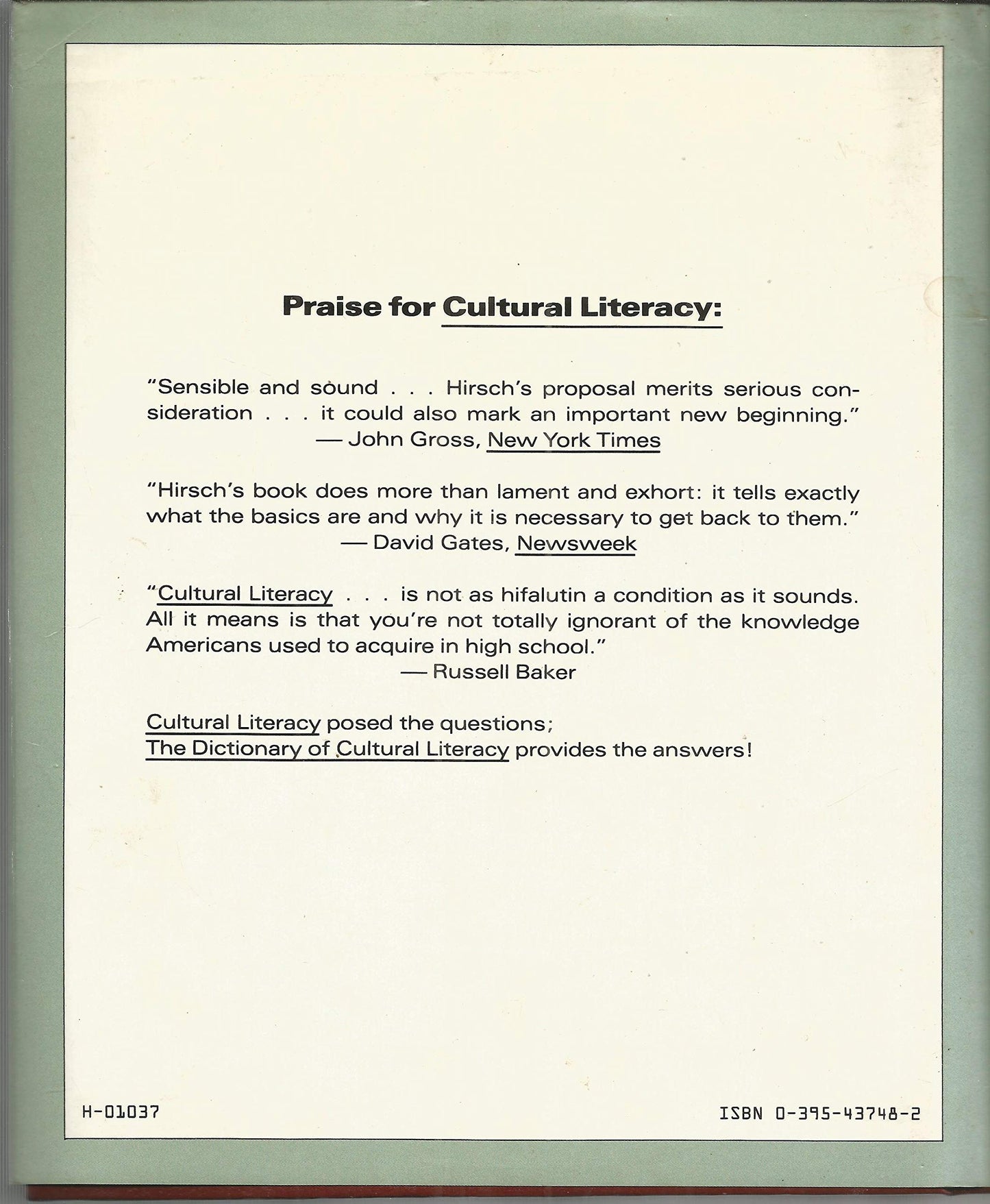 The Dictionary of Cultural Literacy: What Every American Needs to Know
