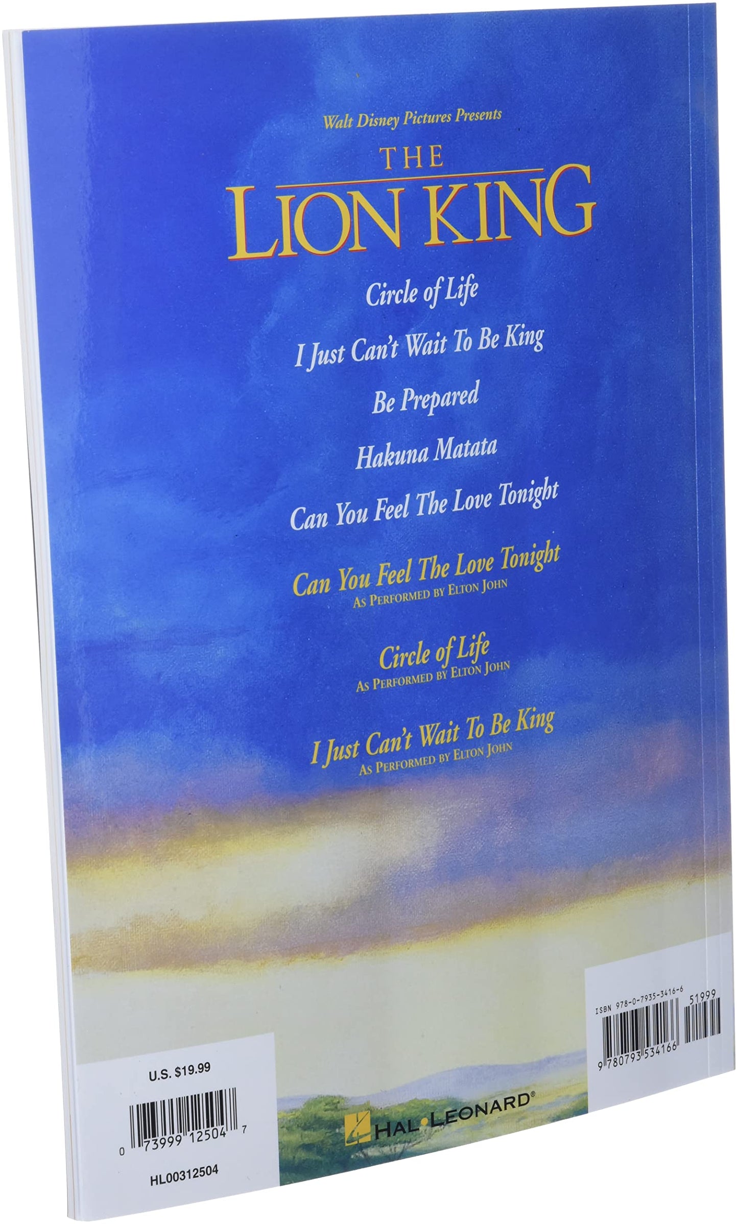 Walt Disney Presents The Lion King: Original Songs (Piano, Vocal)