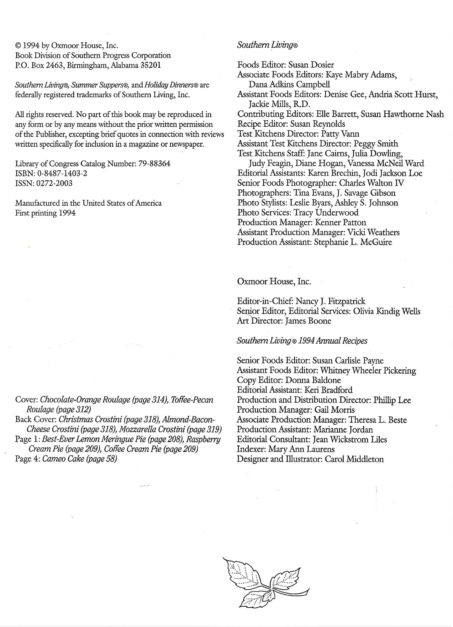 Southern Living 1994 Annual Recipes (Southern Living Annual Recipes)