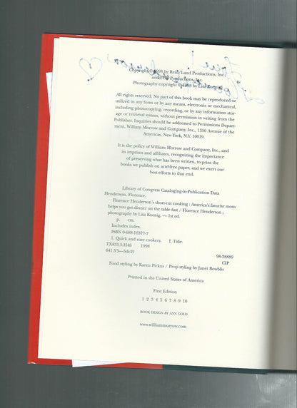 Florence Henderson's Short-Cut Cooking: America's Favorite Mom Helps You Get Dinner On The Table Fast