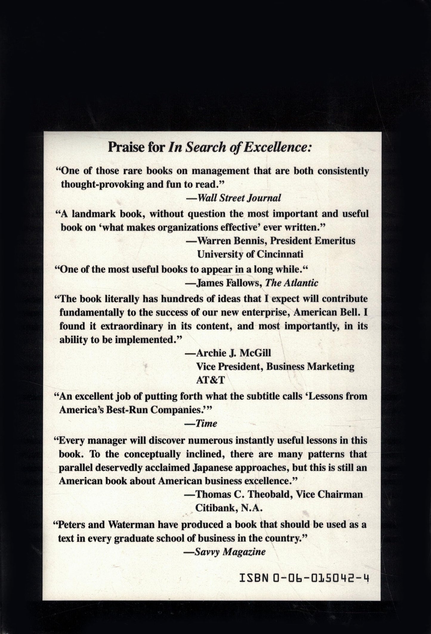 In Search of Excellence: Lessons from America's Best-Run Companies