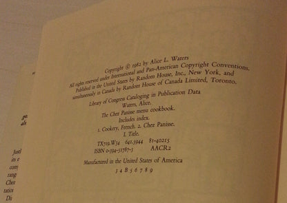 Chez Panisse Menu Cookbook