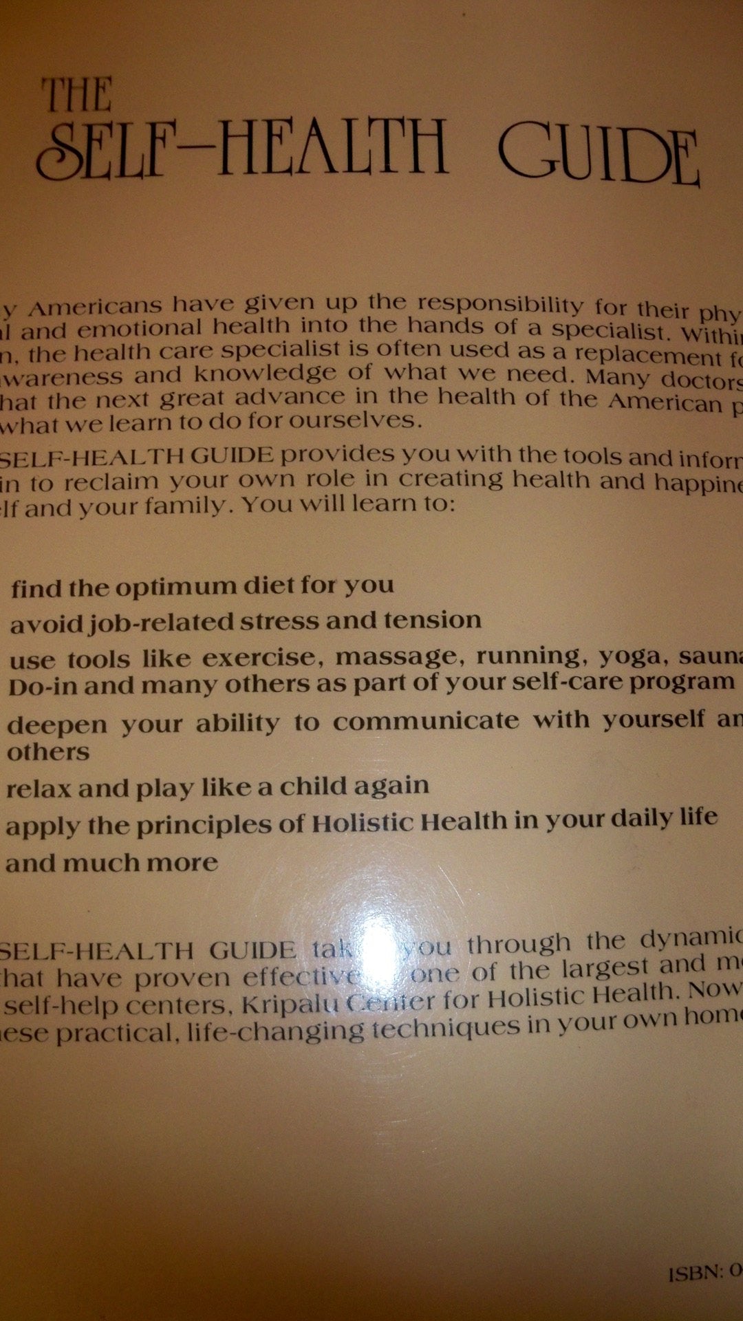 The Self - Health Guide: A Personal Program for Holistic Living