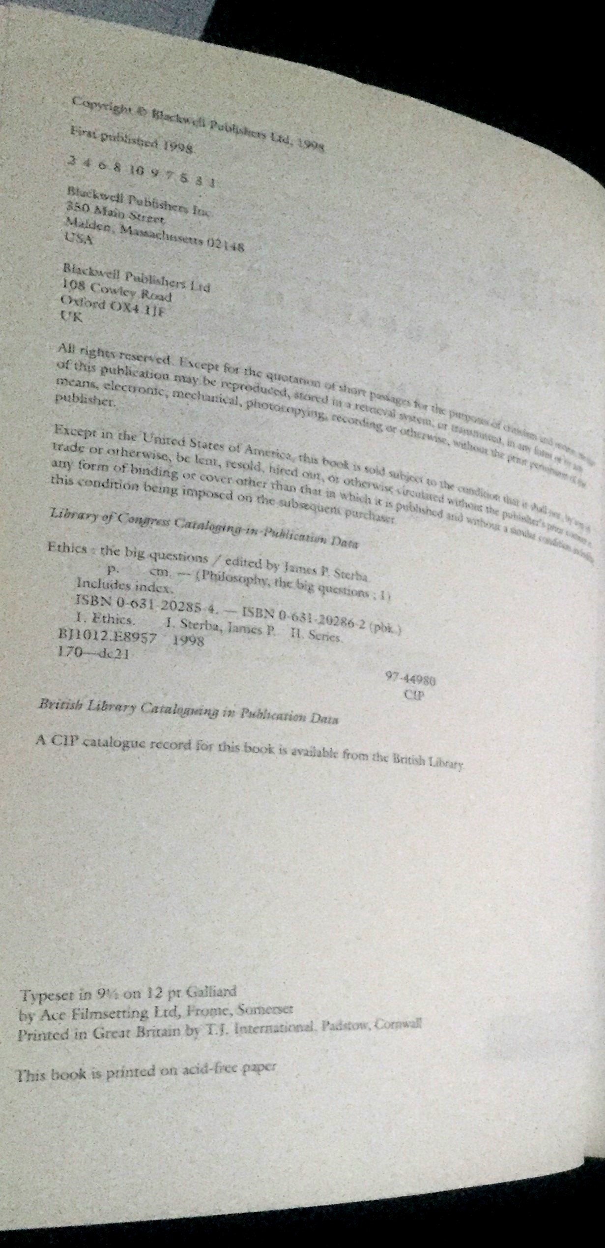 Ethics: The Big Questions (Philosophy: The Big Questions)