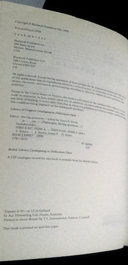 Ethics: The Big Questions (Philosophy: The Big Questions)