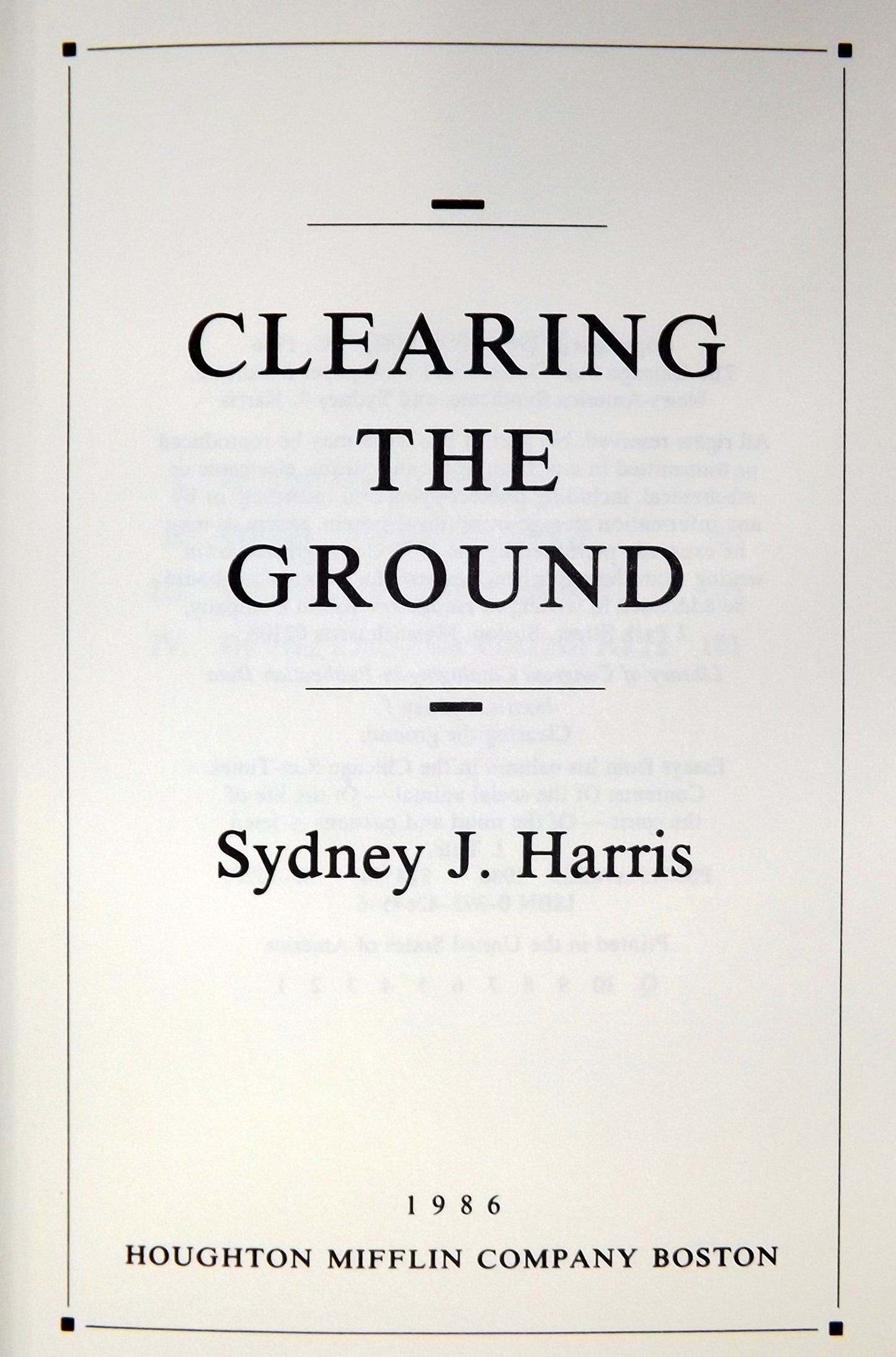 Clearing the Ground