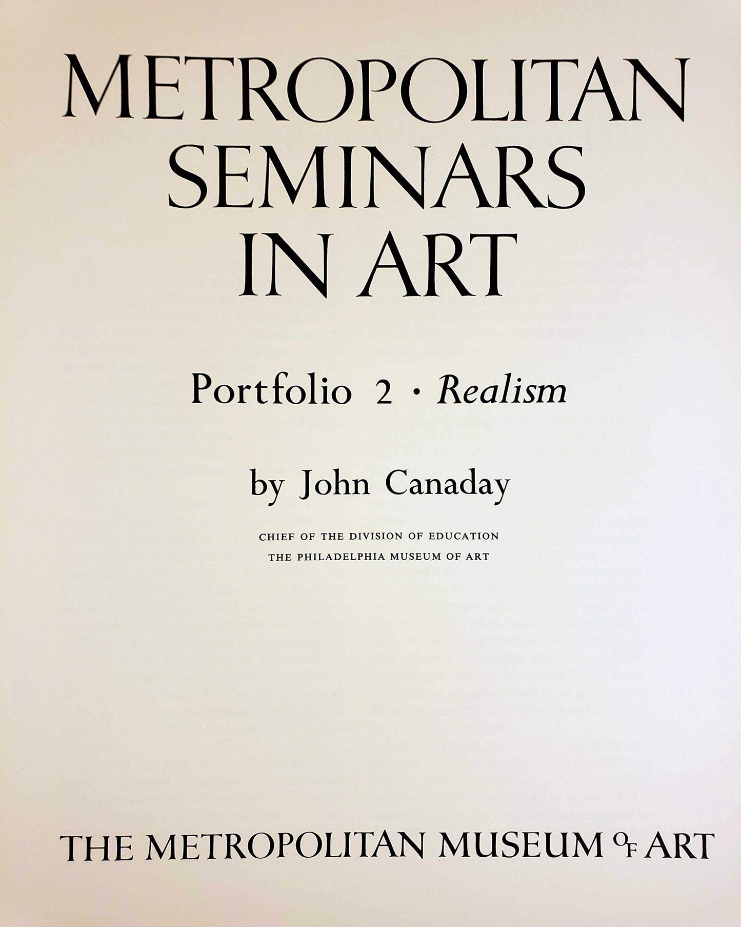 Metropolitan Seminars in Art, Portfolio 2: Realism