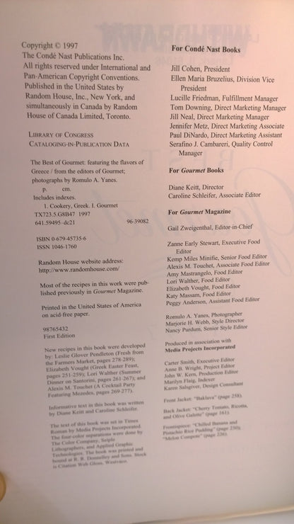 The Best of Gourmet 1997: Featuring the Flavors of Greece
