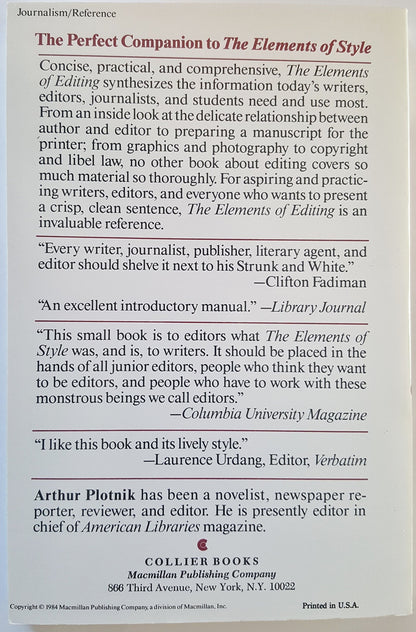 The Elements of Editing: A Modern Guide for Editors and Journalists