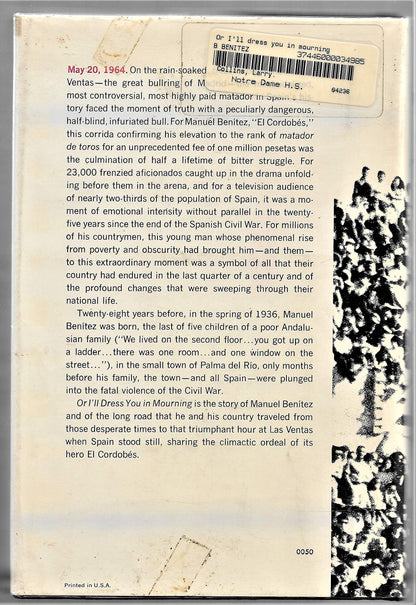 Or I'll Dress You in Mourning : The Story of El Cordobes and the New Spain He Stands For