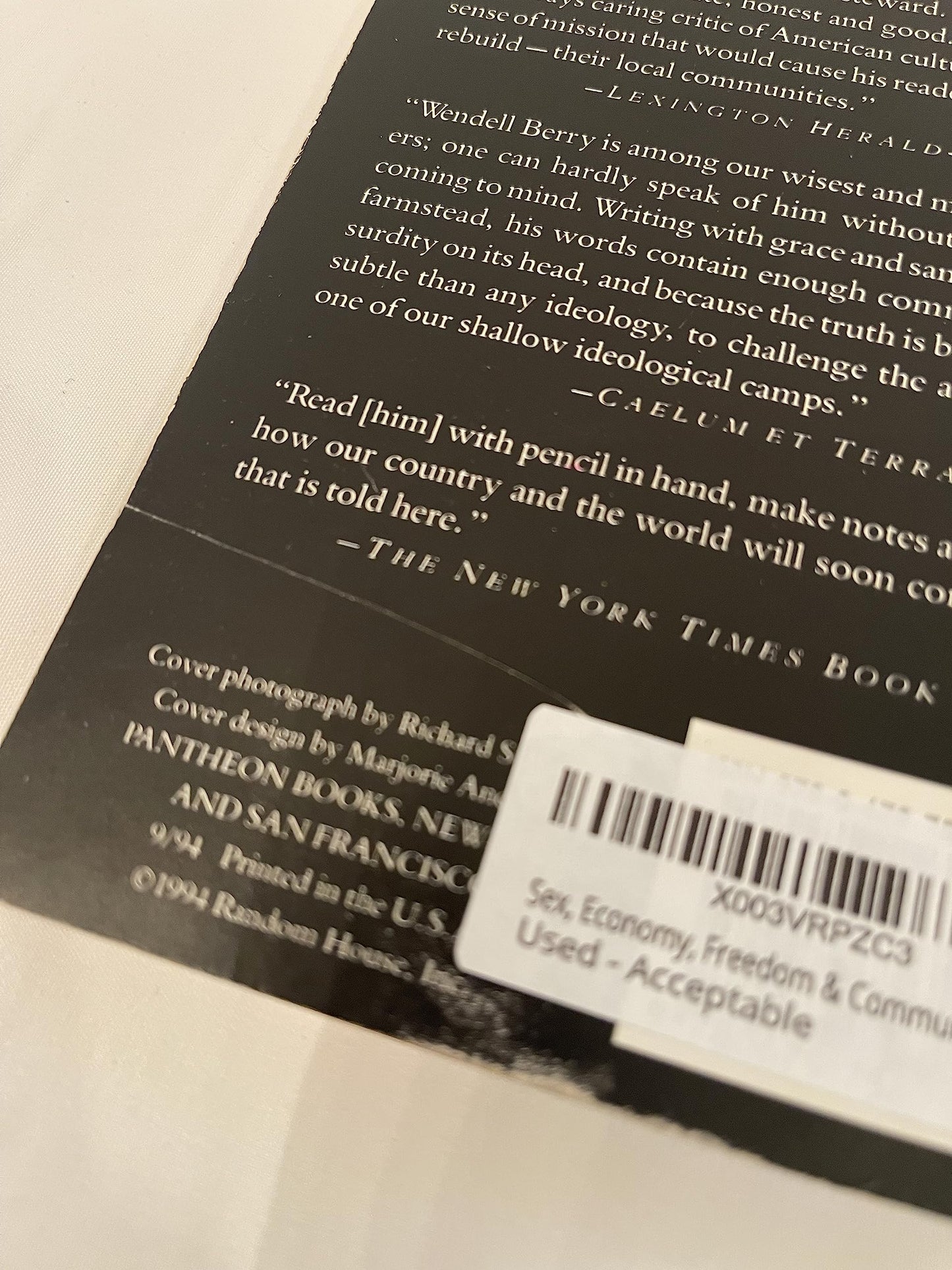 Sex, Economy, Freedom & Community: Eight Essays