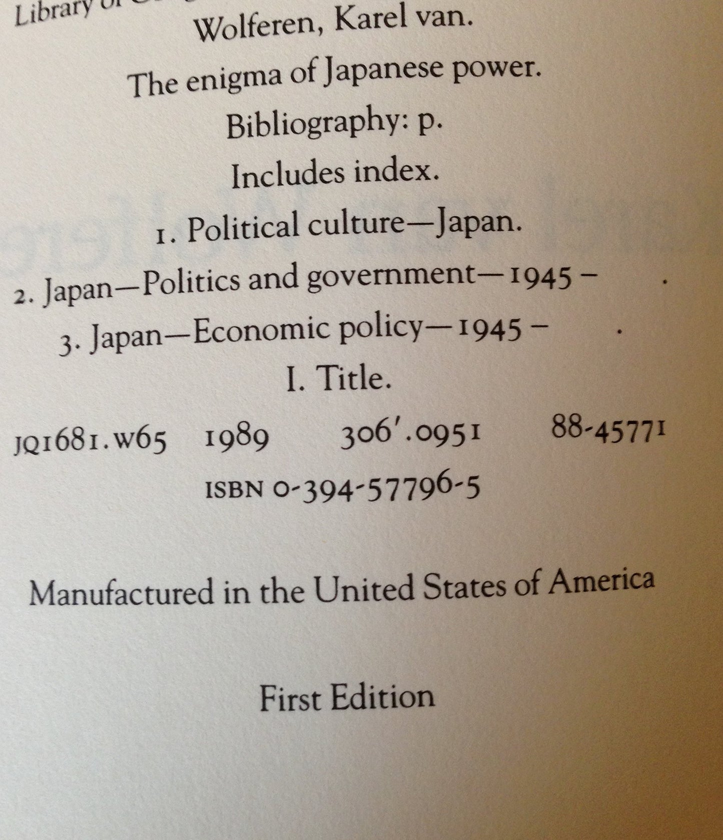 The Enigma of Japanese Power