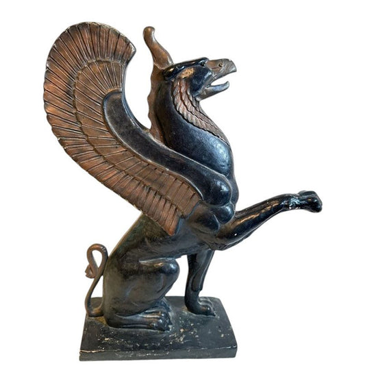 1985 Austin Productions Large Bronze Finished Durastone Royal Griffin Statue, 20"