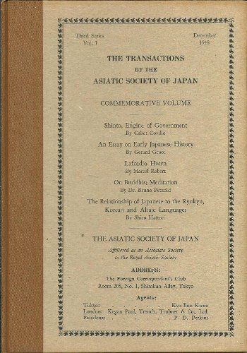 Transactions of the Asiatic Society of Japan Third Series Vol 1 Dec 1948