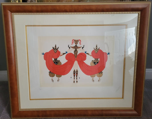 Erte (Romain De Tirtoff ) "Carnival" Limited Edition Serigraph on Arches Paper, Hand Signed, Numbered 104/300, Wooden Frame in Glass, 1986