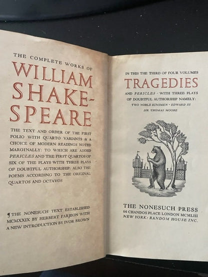 The Complete Works of William Shakespeare [The New Nonesuch Shakespeare] Four Volumes. 1953.