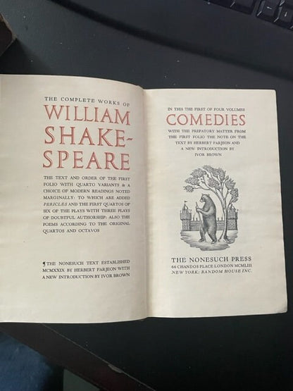 The Complete Works of William Shakespeare [The New Nonesuch Shakespeare] Four Volumes. 1953.