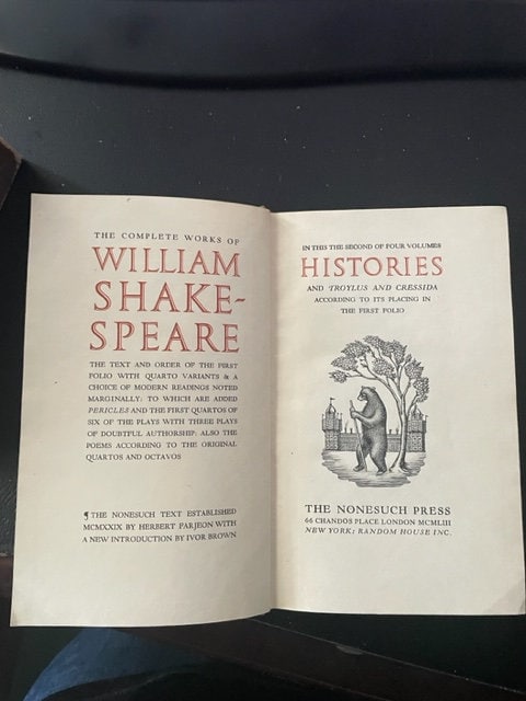 The Complete Works of William Shakespeare [The New Nonesuch Shakespeare] Four Volumes. 1953.
