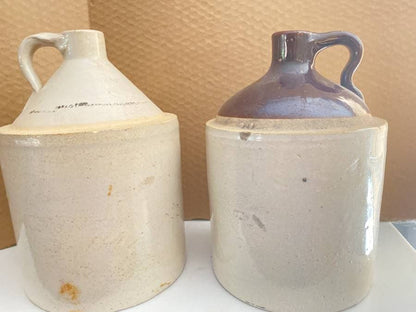 Stoneware Jugs. 1-Gallon. Vintage Pair. An excellent example of American stoneware.