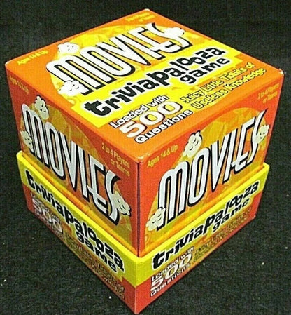 Movies Triviapalooza Game Exclusive 500 Questions. Contains: A Game Board, 4 Pawns, A Die, 500 Questions, Rules. Factory sealed.