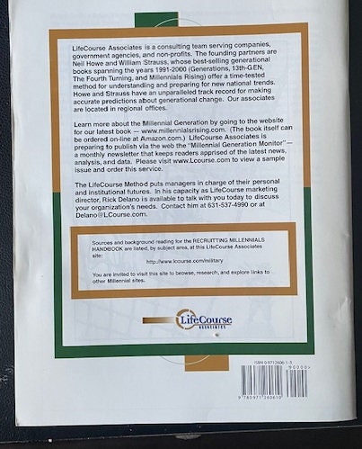 Recruiting Millennials Handbook - Issued to every U.S. Army Recruiter in 2001