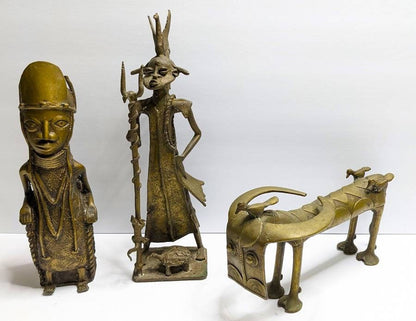 Three Heavy Bronze African Deity Statues