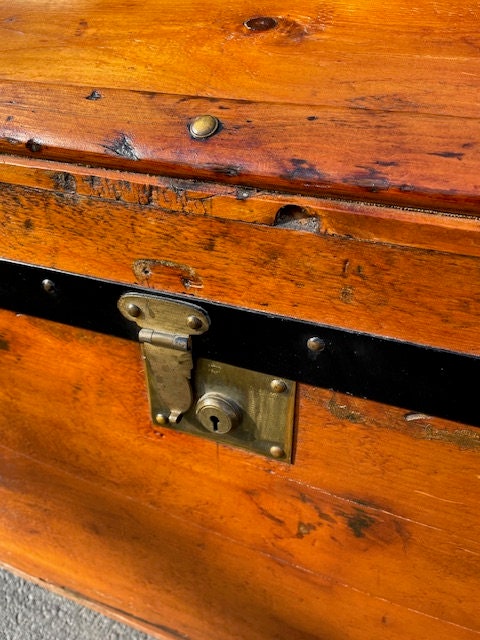 Vintage Wooden Moving Trunk Circa 1850.  Very good condition. Rare