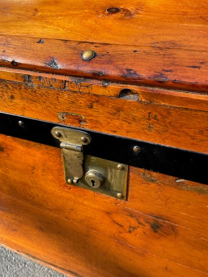 Vintage Wooden Moving Trunk Circa 1850.  Very good condition. Rare