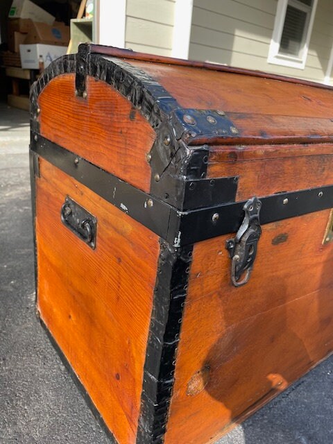 Vintage Wooden Moving Trunk Circa 1850.  Very good condition. Rare