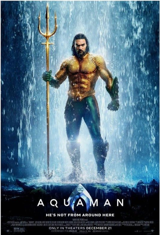 Original movie poster for Aquaman - 27 X 40 inches, double-sided, and printed on high quality paper