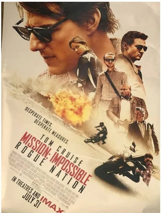 Original movie poster for Mission Impossible: Rogue Nation - 27 X 40 inches, double-sided, and printed on high quality paper
