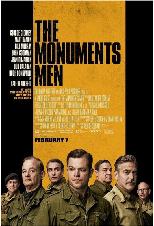 Original movie poster for The Monuments Men - 27 X 40 inches, double-sided, and printed on high quality paper