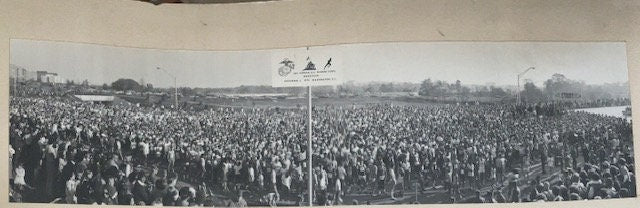 Panoramic Black and White Photo of the 3rd Annual Marine Corp Marathon, November 5, 1978, Washington D.C. Mounted on hardboard.