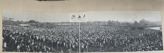 Panoramic Black and White Photo of the 3rd Annual Marine Corp Marathon, November 5, 1978, Washington D.C. Mounted on hardboard.