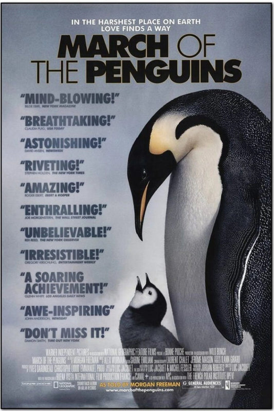 Original movie poster for March of the Penguins - 27 X 40 inches, double-sided, printed on high quality paper