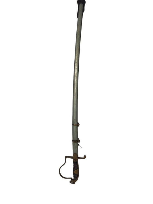 Antique 27" Steel Military Sword with Sheath. Unknown Origin.
