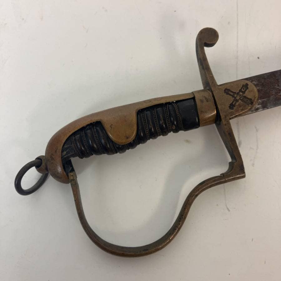 Antique 27" Steel Military Sword with Sheath. Unknown Origin.