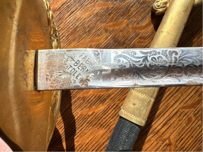 Antique Cut & Thrust Sword and Scabbard, Stamped USN, 39” from Tip to Pommel