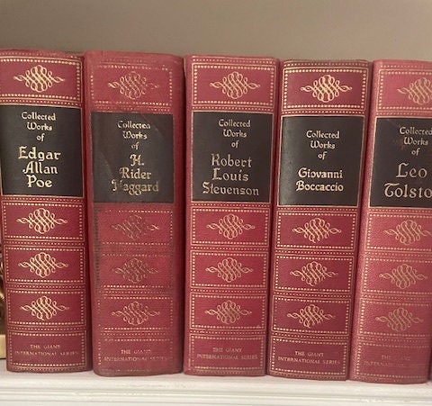 Antique Early 1900s Hardcover Book Set of the Collected Works of Famous Authors from Publisher Walter Black